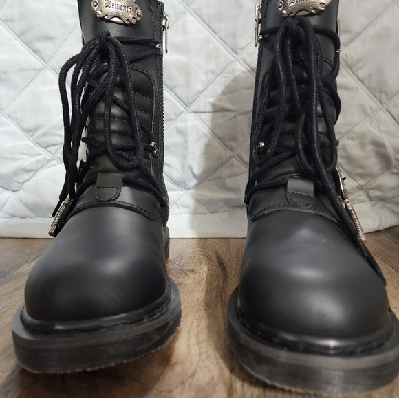 Demonia Black Leathet Boots with Buckles - Picture 4 of 15